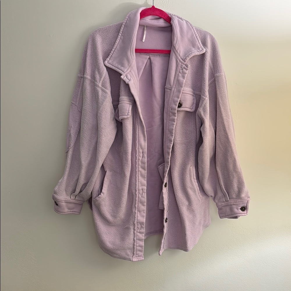 Free People Purple Teddy Jacket Cozy and Stylish